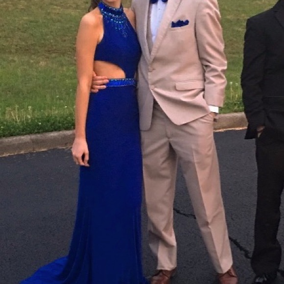 Blue Sherri Hill Prom Dress - Picture 1 of 3